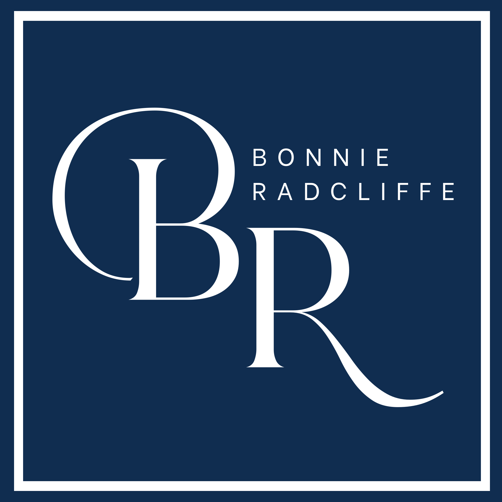 BR - Bonnie Radcliffe - White text on dark blue background